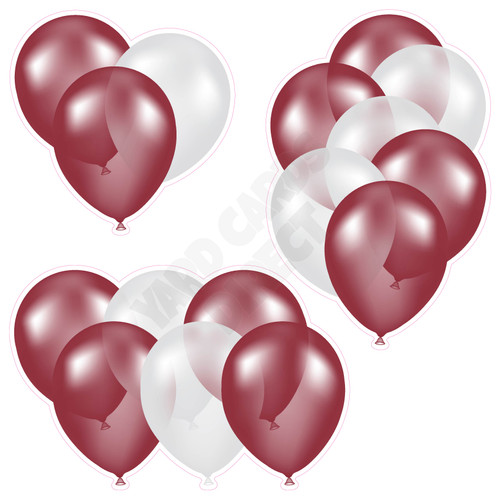 Balloon Cluster - Burgundy & White - Yard Card