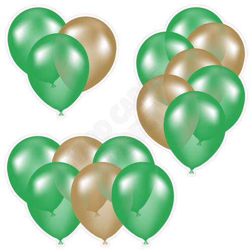 Balloon Cluster - Medium Green & Old Gold - Yard Card