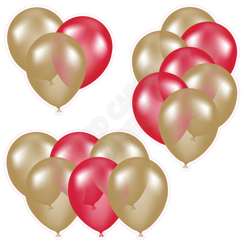 Balloon Cluster - Old Gold & Red - Yard Card