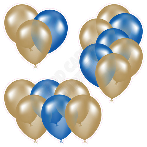 Balloon Cluster - Old Gold & Medium Blue - Yard Card