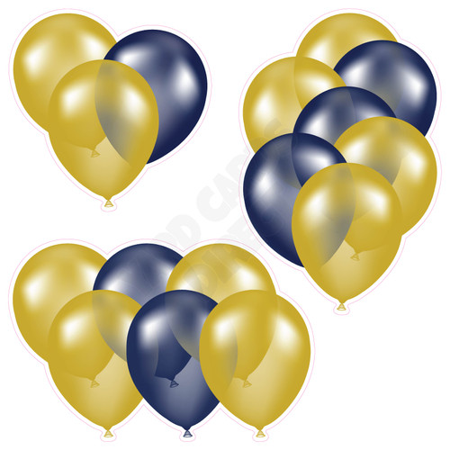 Balloon Cluster - Yellow Gold & Dark Blue - Yard Card