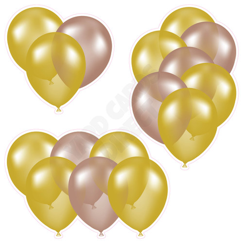 Balloon Cluster - Yellow Gold & Rose Gold - Yard Card