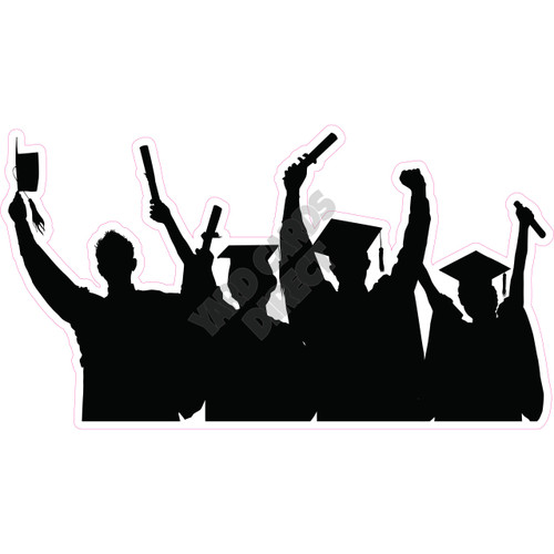 Graduation - Group Of Graduates - Silhouette - Black - Style A - Yard Card