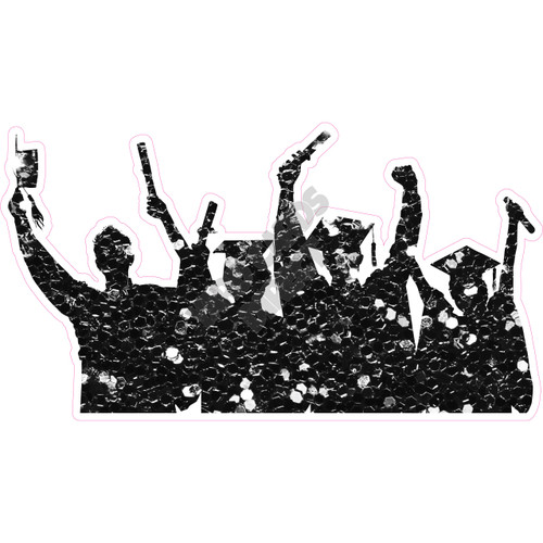 Graduation - Group Of Graduates - Silhouette - Chunky Glitter Black - Style A - Yard Card