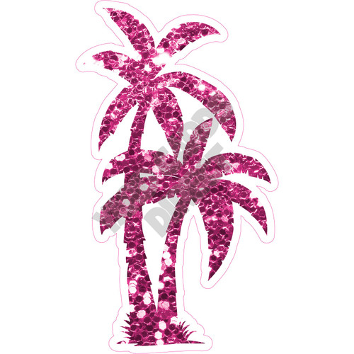 Palm Tree - Chunky Glitter Hot Pink - Style A - Yard Card