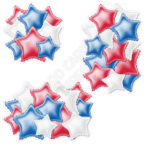 Foil Star Cluster - Red, White & Medium Blue - Yard Card