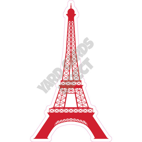 Silhouette - Eiffel Tower - Red - Style A - Yard Card