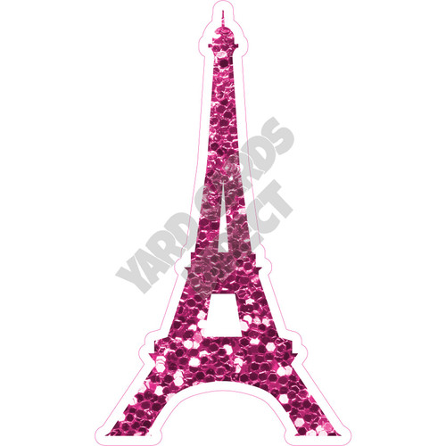 Silhouette - Eiffel Tower - Hot Pink Chunky Glitter - Style A - Yard Card