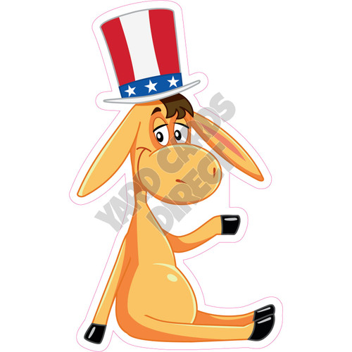 Donkey With American Top Hat - Style A - Yard Card