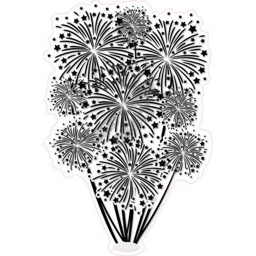 Firework Cluster - Solid Black - Yard Card