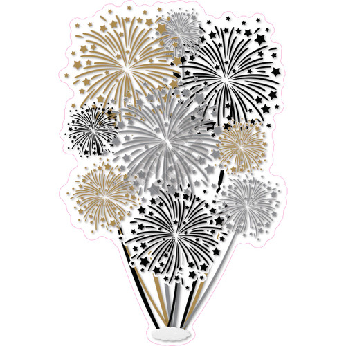 Firework Cluster - Solid Old Gold, Silver & Black - Yard Card