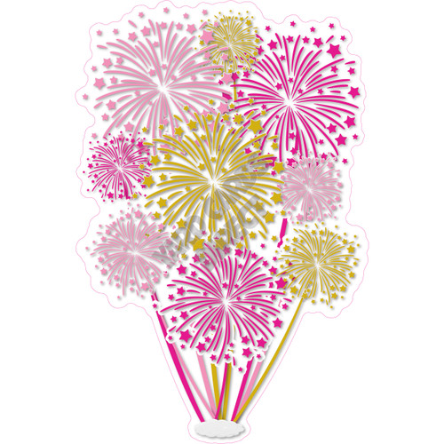 Firework Cluster - Solid Hot Pink, Light Pink & Yellow Gold - Yard Card