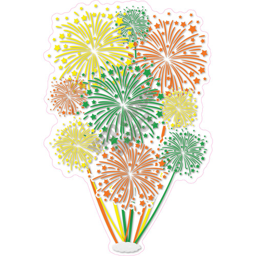 Firework Cluster - Solid Medium Green, Orange & Yellow - Yard Card