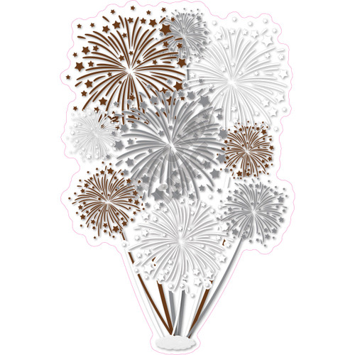 Firework Cluster - Solid Brown, Silver & White - Yard Card