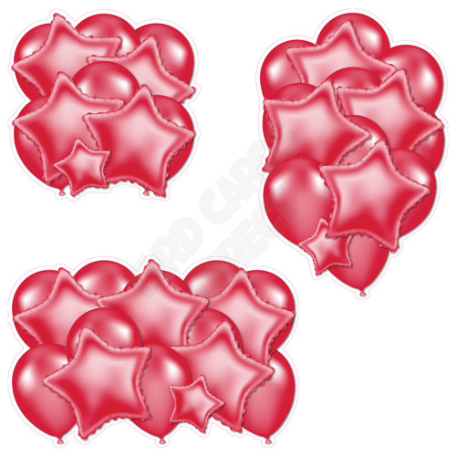 Balloon And Foil Star Cluster - Red - Yard Card