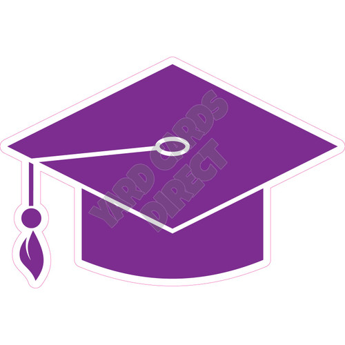 Graduation Hat - Solid Purple - Style C - Yard Card