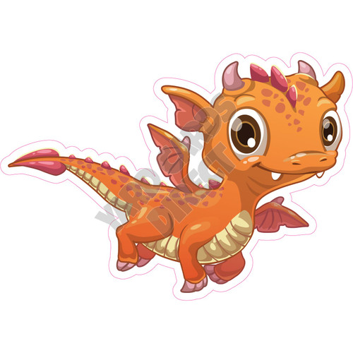 Baby Dragon - Orange - Style A - Yard Card