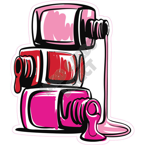 Nail Polish - Hot Pink, Light Pink & Red - Style A - Yard Card
