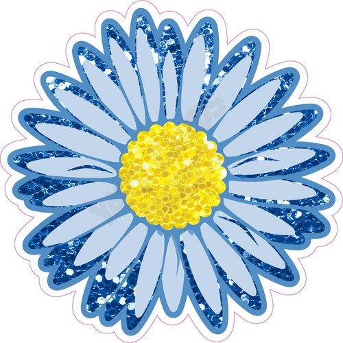 Flower - Style A - Chunky Glitter Medium Blue - Yard Card