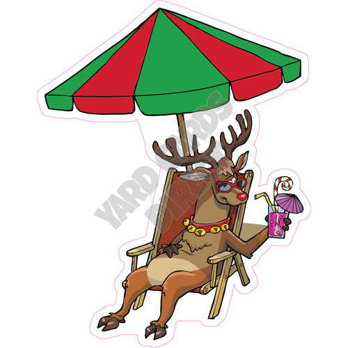 Reindeer In A Beach Chair - Style A - Yard Card
