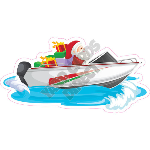 Santa In Speedboat Light Skin - Style A - Yard Card