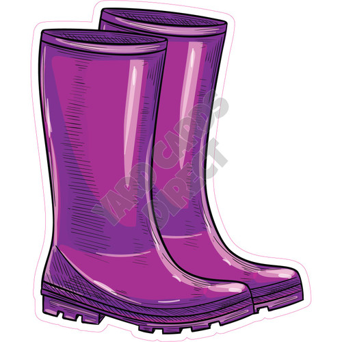 Rain Boots - Purple - Style A - Yard Card