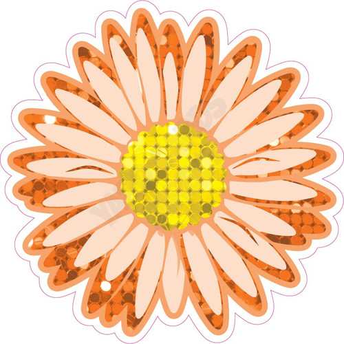 Flower - Style A - Large Sequin Orange - Yard Card