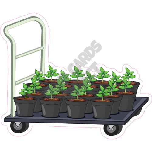 Plants On Utility Cart - Style A - Yard Card