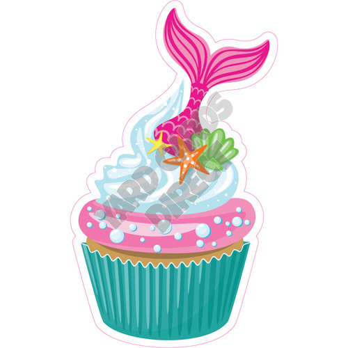 Mermaid Cupcake - Style A - Yard Card