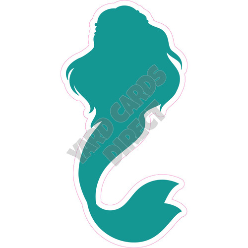 Silhouette - Mermaid - Teal - Style A - Yard Card