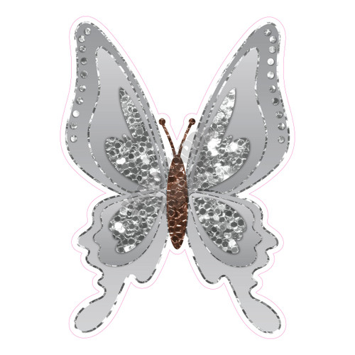 Butterfly - Chunky Glitter Silver - Style A - Yard Card