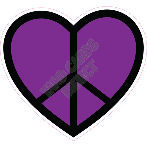 Peace Sign Heart - Solid Purple - Style A - Yard Card