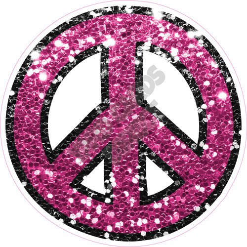 Peace Sign - Chunky Glitter Hot Pink - Style A - Yard Card