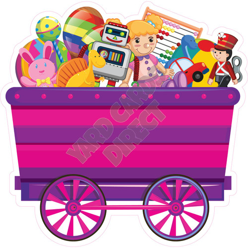 Toy Rail Car - Hot Pink & Purple - Style A - Yard Card