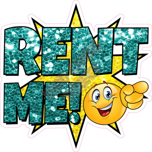 Statement - Rent Me! - Chunky Glitter Teal - Style A - Yard Card