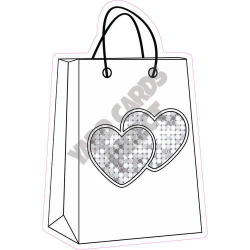 Shopping Bag - Large Sequin White - Style A - Yard Card