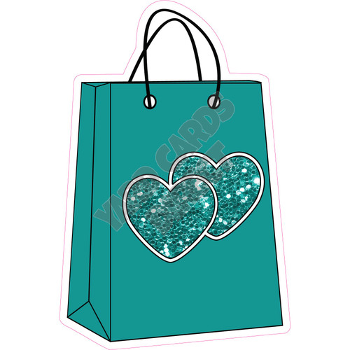 Shopping Bag - Chunky Glitter Teal - Style A - Yard Card
