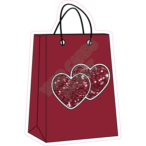 Shopping Bag - Chunky Glitter Burgundy - Style A - Yard Card