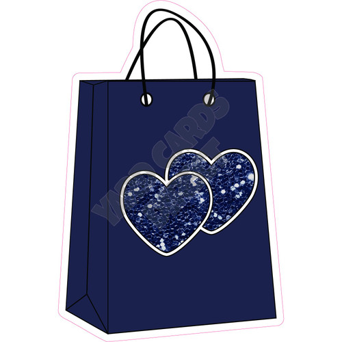 Shopping Bag - Chunky Glitter Dark Blue - Style A - Yard Card
