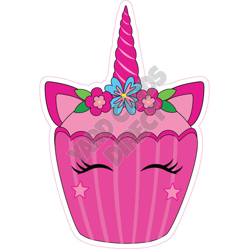 Unicorn Cupcake - Hot Pink - Style A - Yard Card