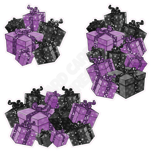 Present Cluster - Chunky Glitter Purple & Black  - Style A - Yard Card