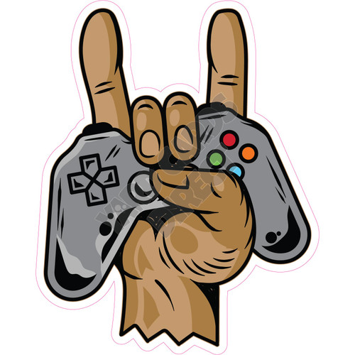 Hand With Game Controller - Dark Skin - Style A - Yard Card