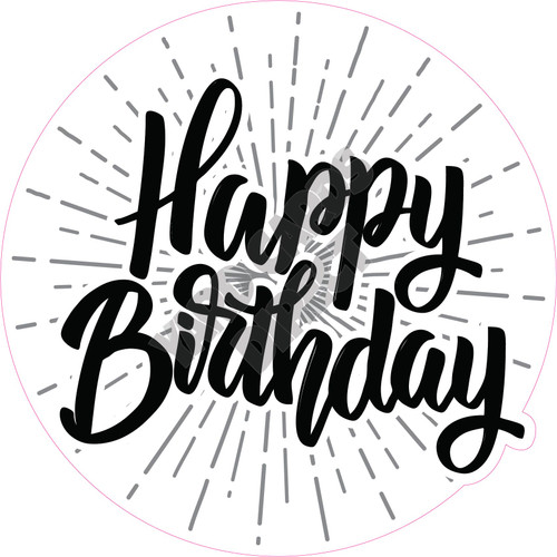 Statement - Happy Birthday - Style B -Solid Silver - Yard Card