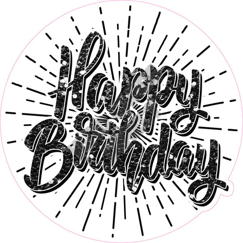 Statement - Happy Birthday - Style B - Chunky Glitter Black - Yard Card