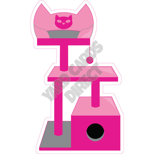 Cat Tower - Hot Pink - Style A - Yard Card