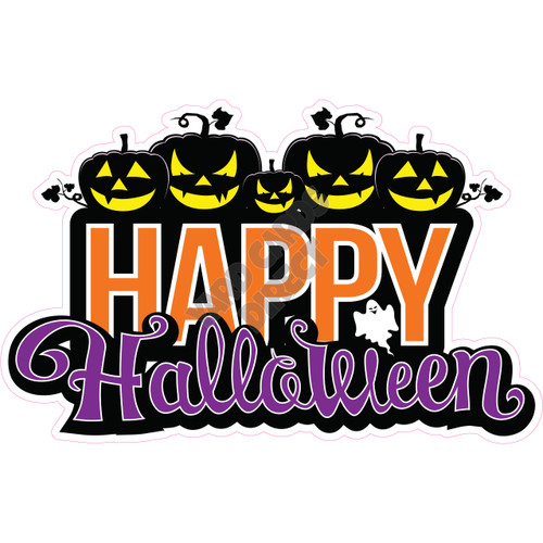 Statement - Happy Halloween - Solid Purple & Orange - Style A - Yard Card