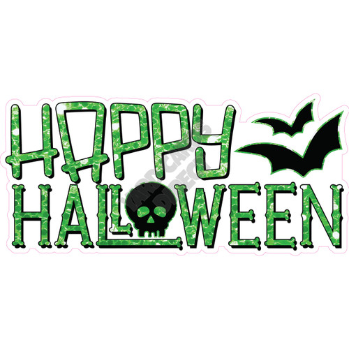 Statement - Happy Halloween - Chunky Glitter Medium Green - Style A - Yard Card