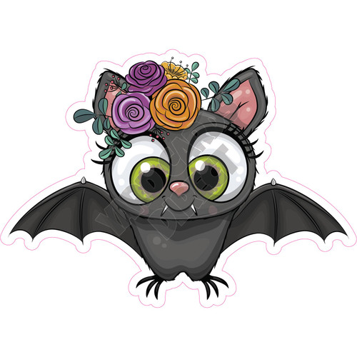 Bat With Flowers - Style A - Yard Card