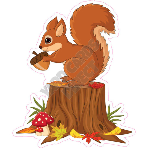 Squirrel On A Tree Stump - Style A - Yard Card