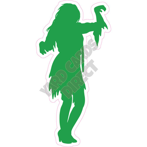 Silhouette - Zombie - Green - Style C - Yard Card